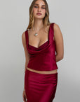 Cherris Satin Cowl Top