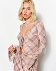 Ria Plaid Mesh Top