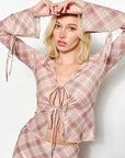 Ria Plaid Mesh Top