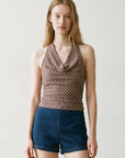 Donna Striped Mesh Top
