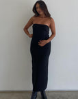 Textured Knit Strapless Maxi Dress