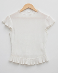 Sheer Plisse Mock Neck Top