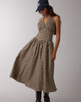 Vintage Gingham Halter Dress