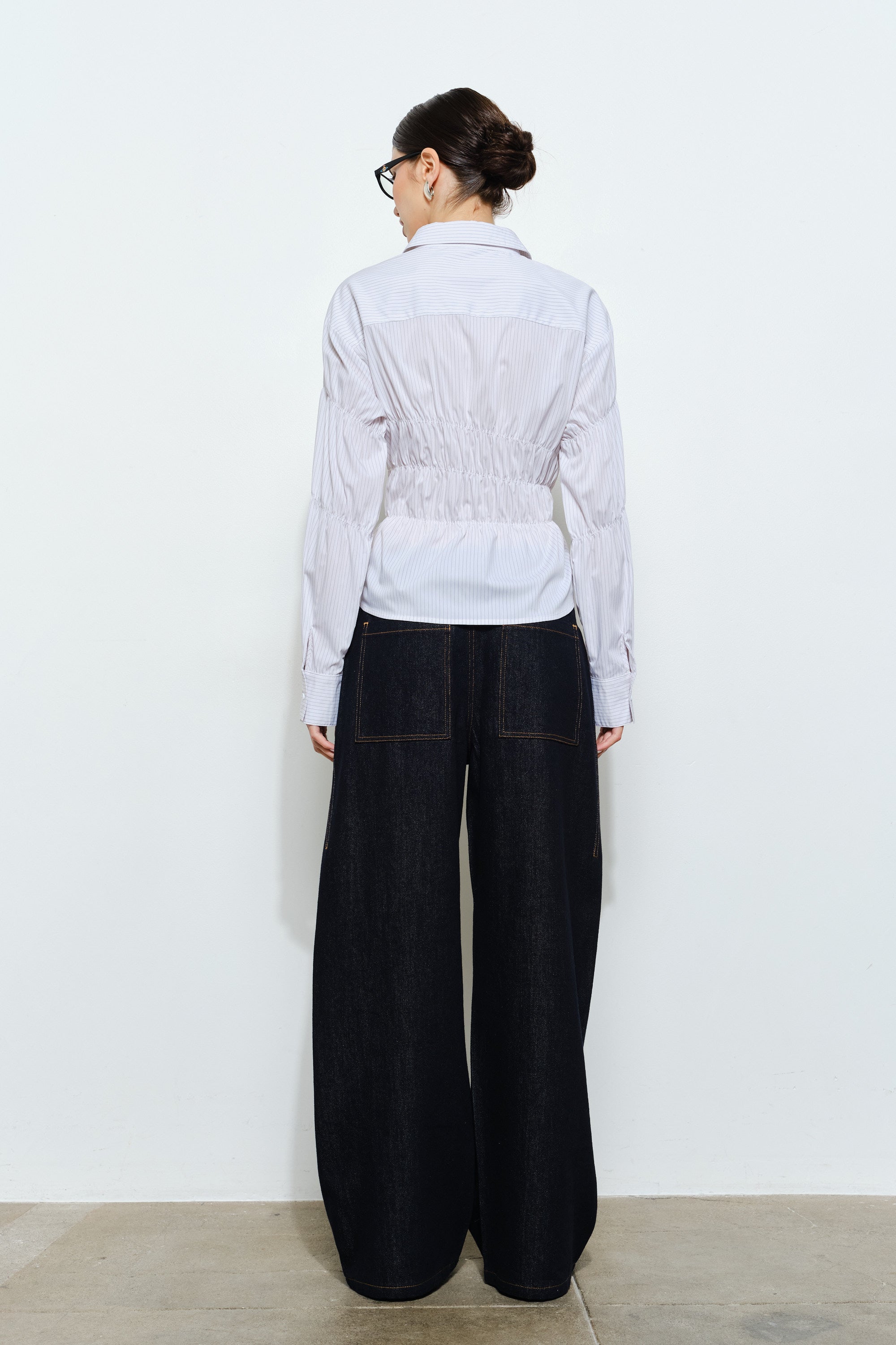 Dana Ruched Button Down Top