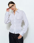 Dana Ruched Button Down Top