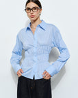 Dana Ruched Button Down Top