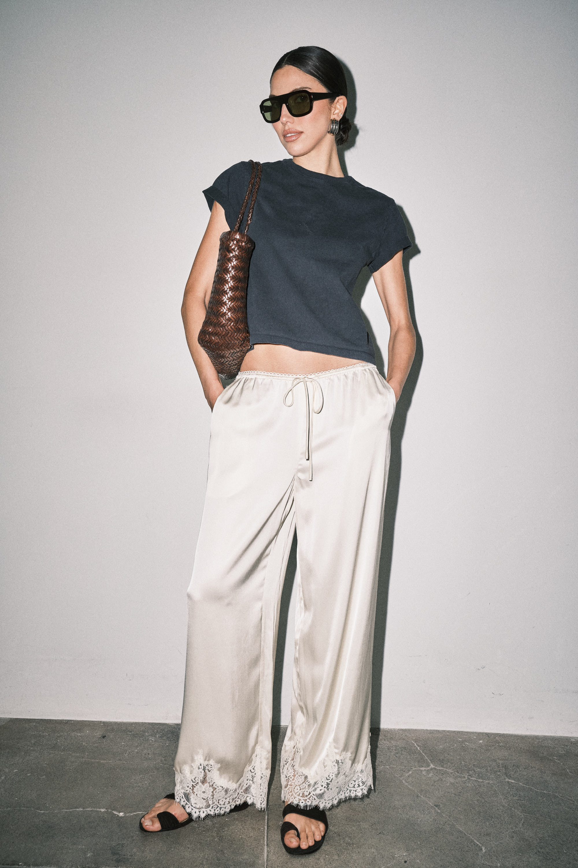 Mireya Satin Lace Pants – Left On Thread