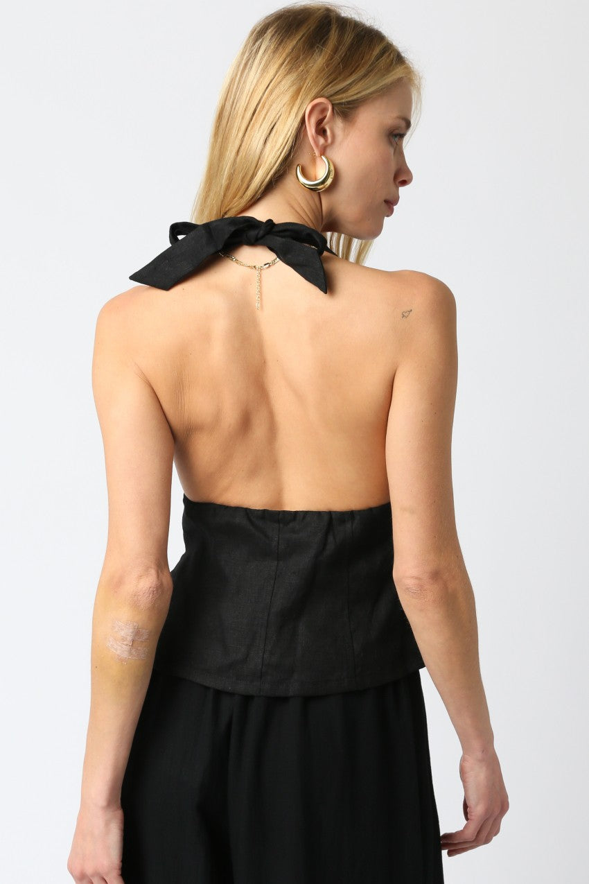 Charlie Linen Halter Top