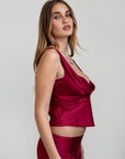 Cherris Satin Cowl Top