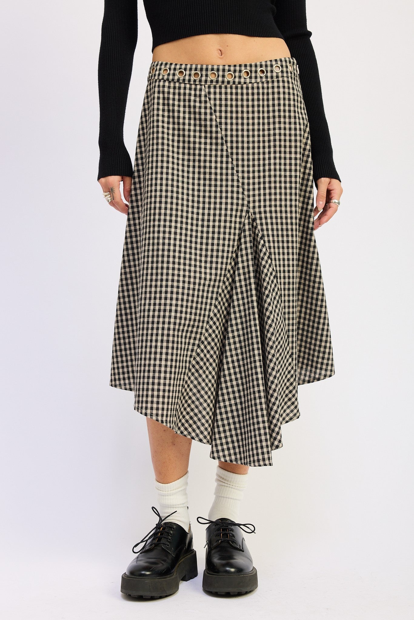 Teddy Gingham Midi Skirt