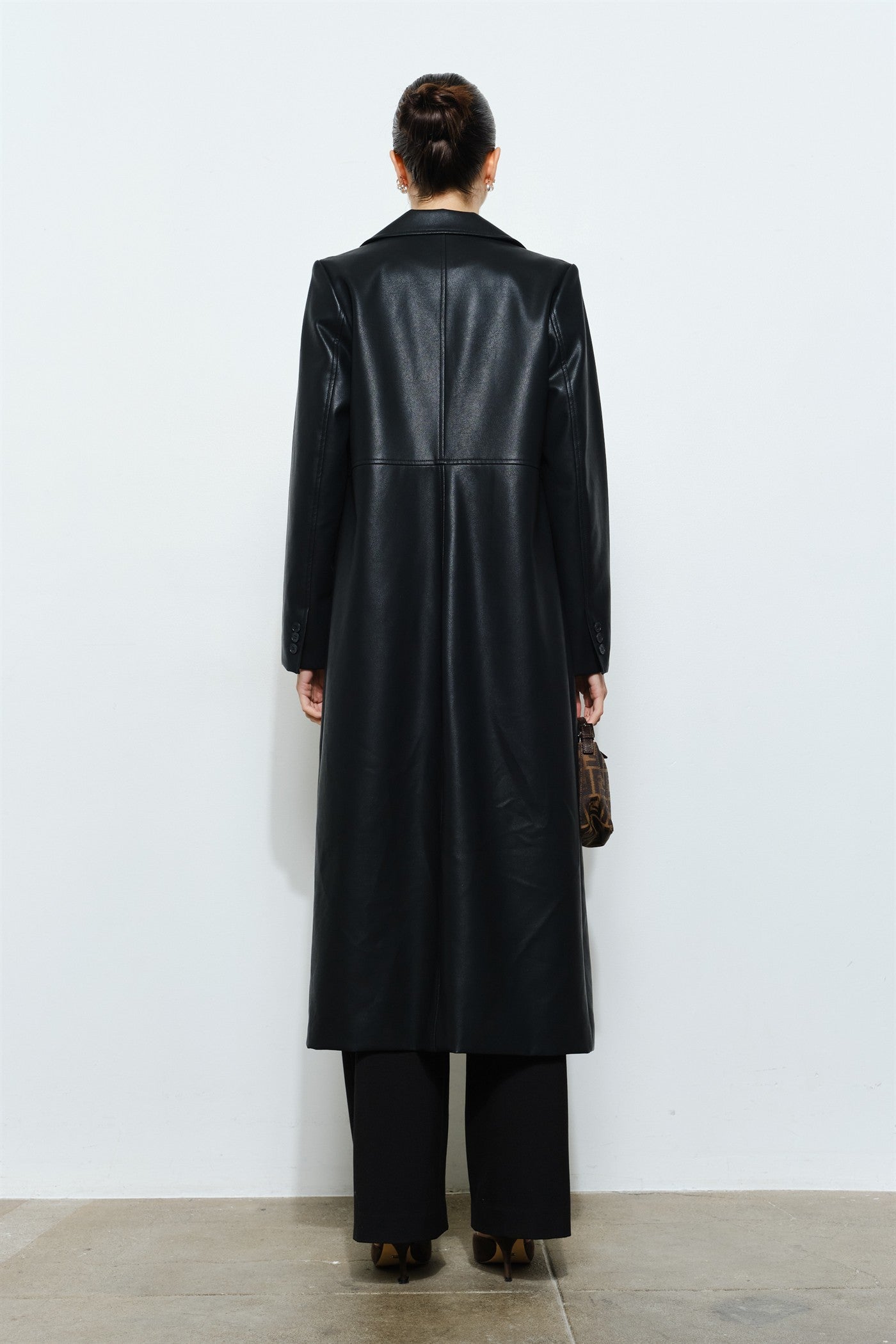 Daria Vegan Leather Longline Coat – Left On Thread