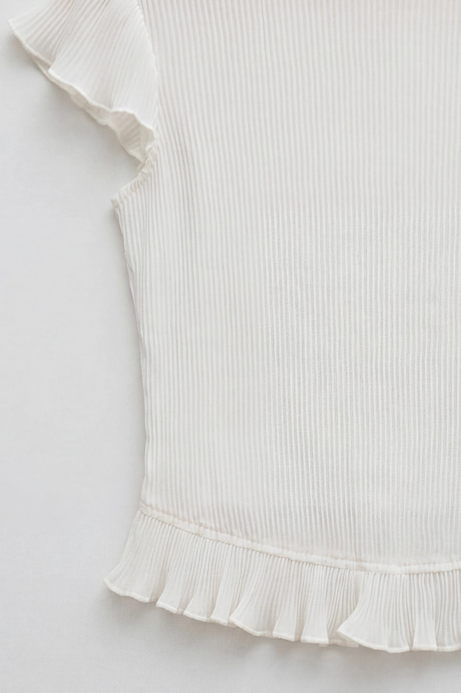 Sheer Plisse Mock Neck Top